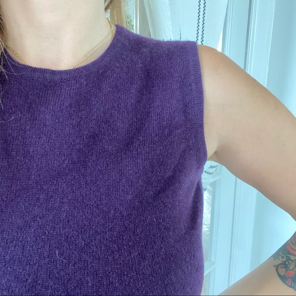 NWT Lord & Taylor Purple Cashmere Tank - Picture 2 of 6